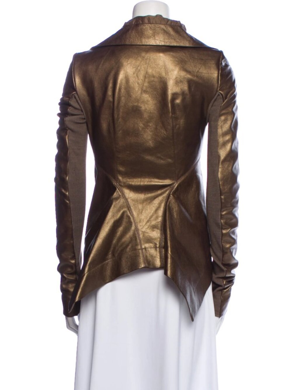 Rick Owens Bronze Metallic Leather Biker Jacket - S - Picture 3 of 6